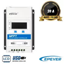 شارژکنترلر خورشیدی 20 آمپر 12/24 ولت MPPT برند EPEVER مدل TRIRON2210N-DS1/USB1